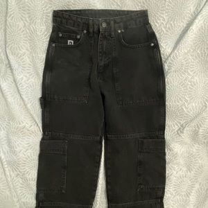 Urban Outfitters Ragged Cargo Jeans In Washed Black Size XS
